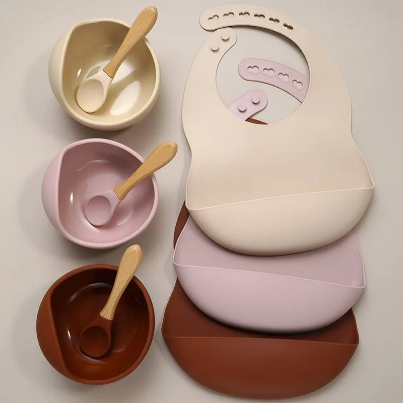 Muslinlife Baby Silicone Feeding Tableware & Waterproof Bib