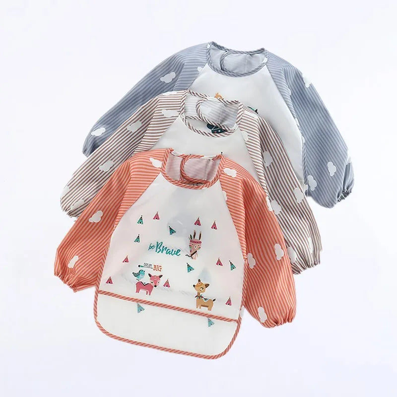 Cute Cartoon Waterproof Baby Bib with Pocket – 0-3Y