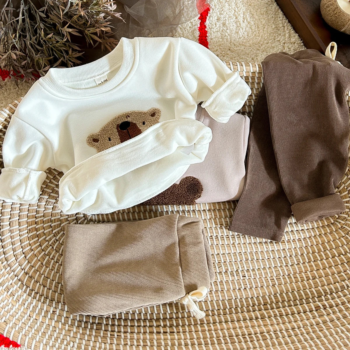 Winter Baby Clothes Boy Girl - Cartoon Bear Top & Elastic Pants Set