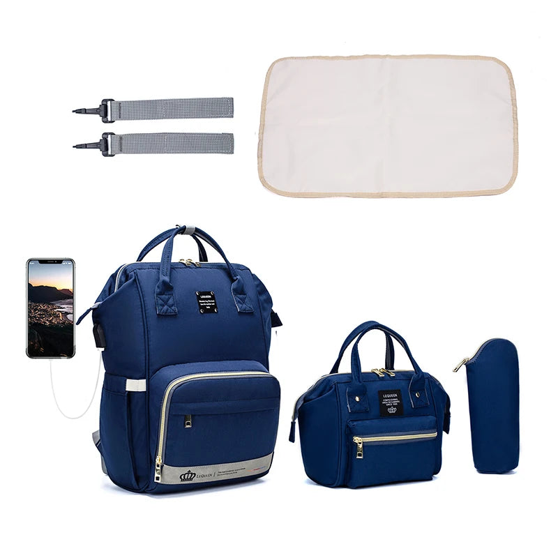Title: 5PCS Mommy Fashion Diaper Bag Set with Backpack & Accessories