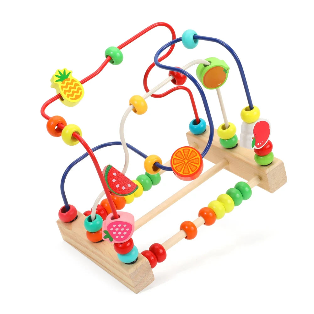 Children's Wooden Cartoon Fruit Beads Counting Puzzle