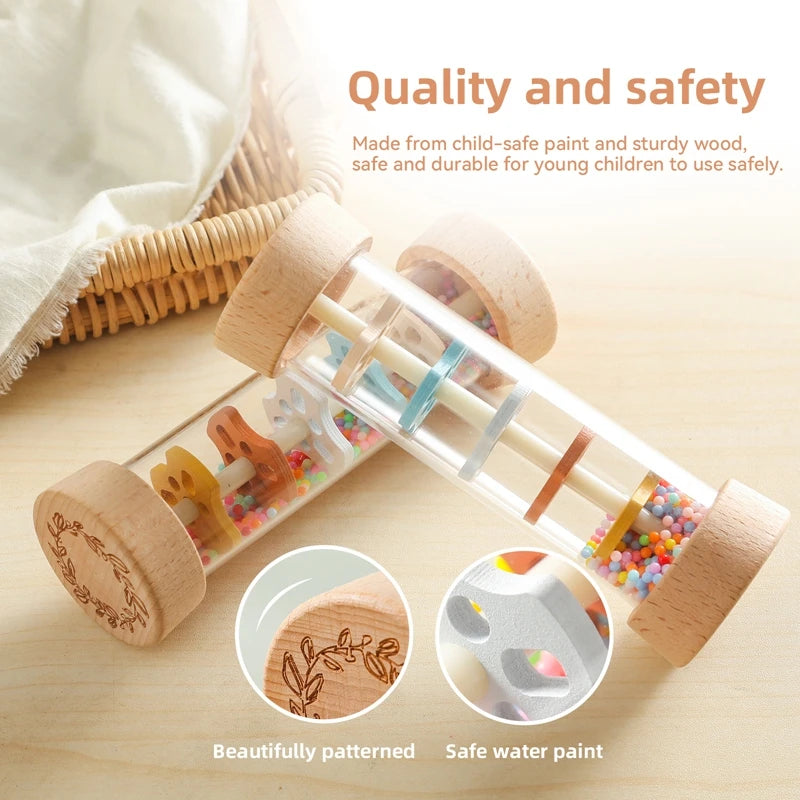 Montessori Rainbow Rain Stick Sensory Music Rattle Toy