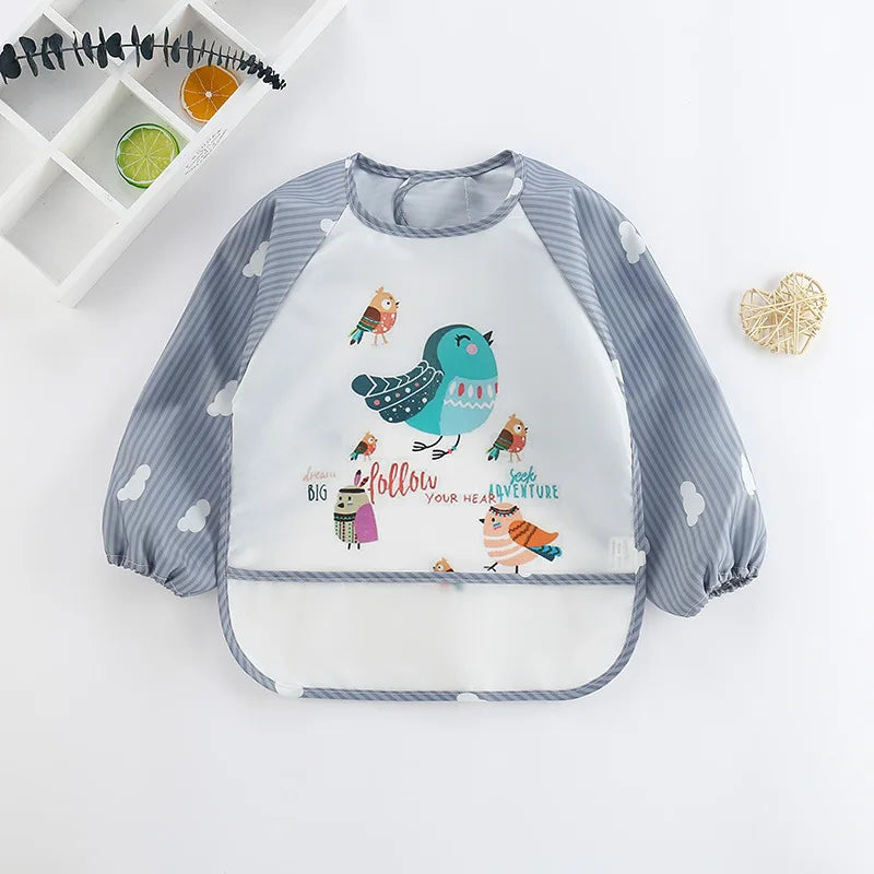 Cute Cartoon Waterproof Baby Bib with Pocket – 0-3Y