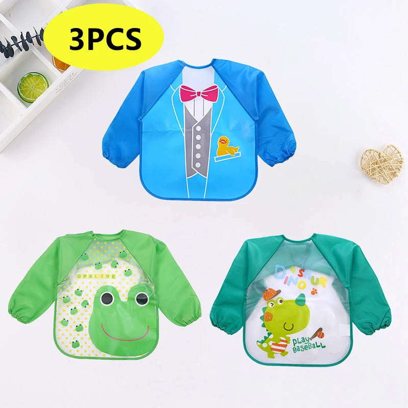 Cute Cartoon Waterproof Baby Bib with Pocket – 0-3Y