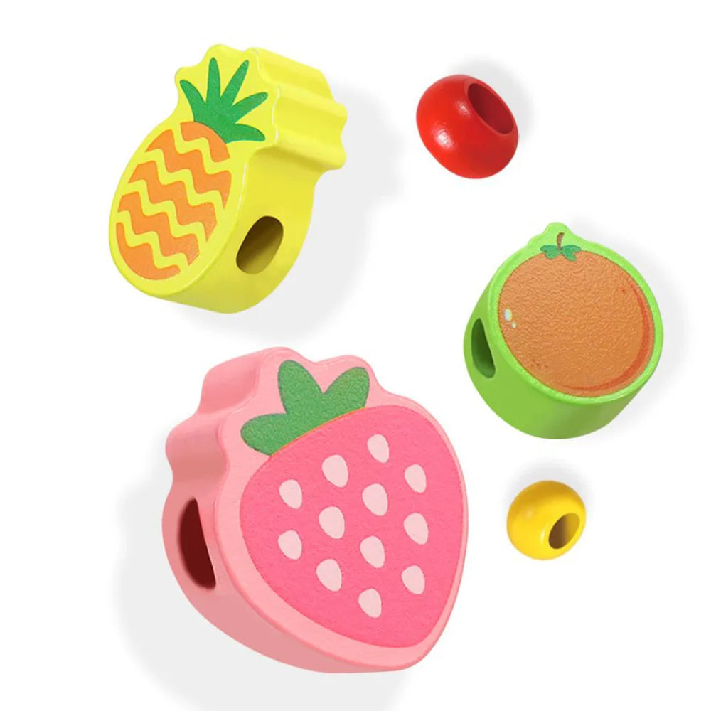 Children's Wooden Cartoon Fruit Beads Counting Puzzle