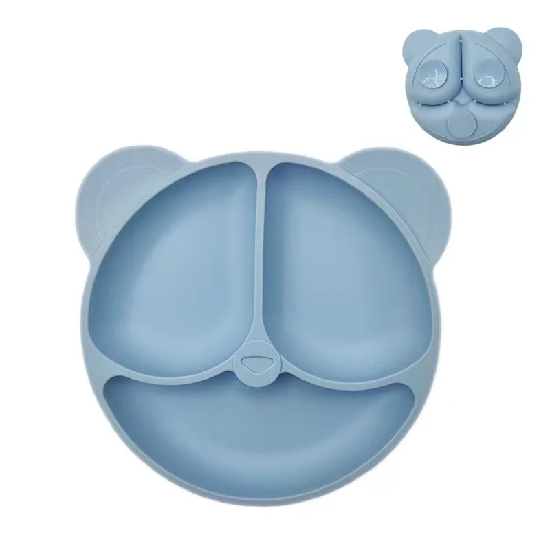Baby Safe Silicone Dining Plate – Suction Cartoon Smile Face Bowl for Toddlers