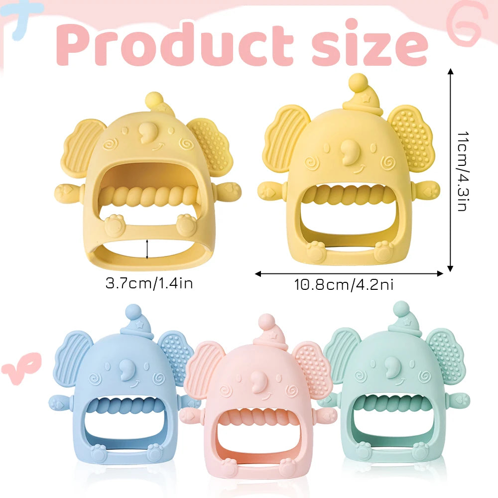 Baby silicone gum cute elephant gum toy without BPA can be DIY baby pacifier can grip baby grinding gum baby soothing gum