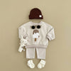 Korean Baby Girl Autumn Set - Embroidered Popsicle Top & Pants