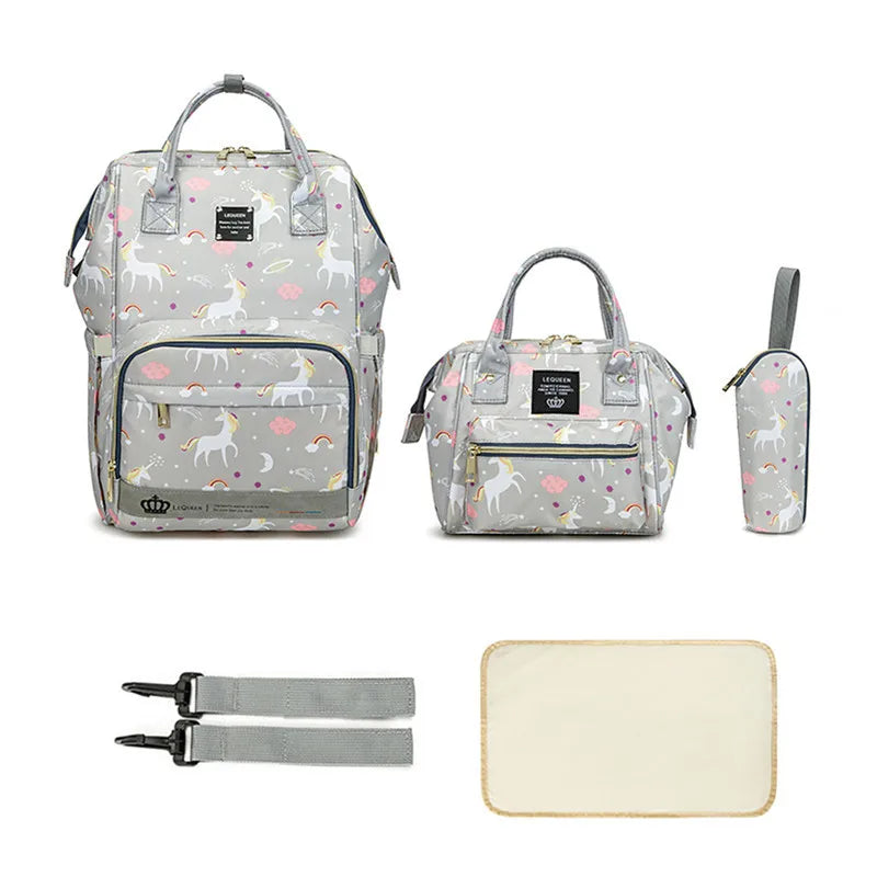 Title: 5PCS Mommy Fashion Diaper Bag Set with Backpack & Accessories
