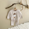 Korean Baby Girl Autumn Set - Embroidered Popsicle Top & Pants