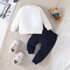 Toddler Cartoon Bear Long Sleeve Tee & Navy Pants Set