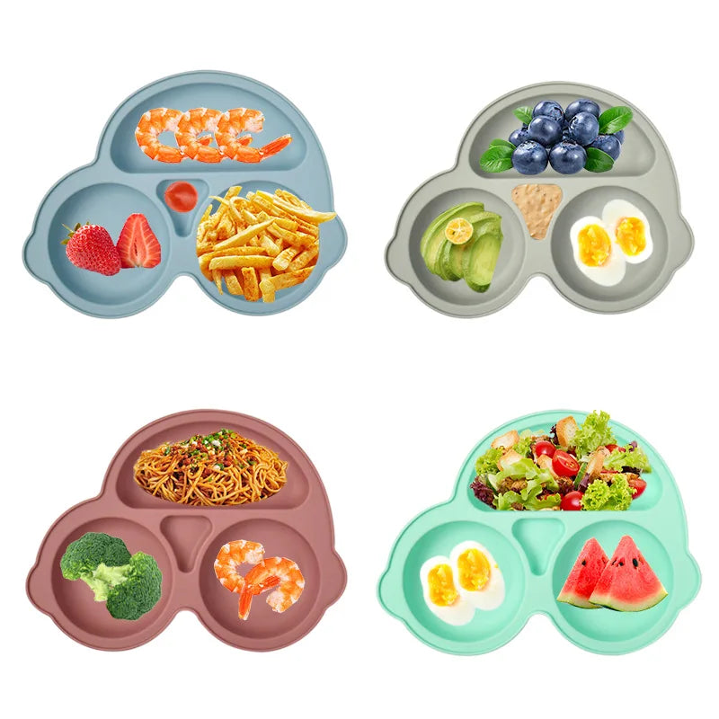 Baby Safe Silicone Dining Plate – Suction Cartoon Smile Face Bowl for Toddlers