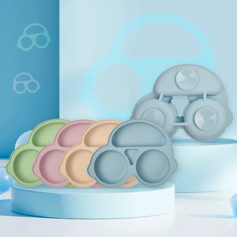 Baby Safe Silicone Dining Plate – Suction Cartoon Smile Face Bowl for Toddlers