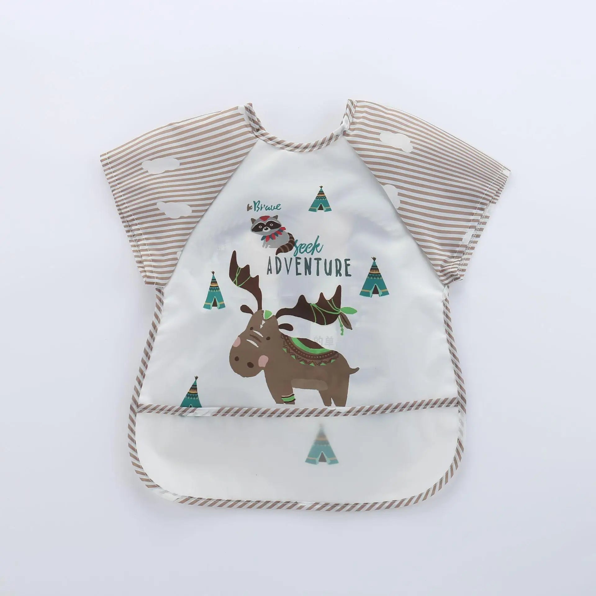 Cute Cartoon Waterproof Baby Bib with Pocket – 0-3Y