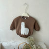 Infant Baby Girls Fleece Bubble Rompers - Cartoon Alpaca Bodysuit