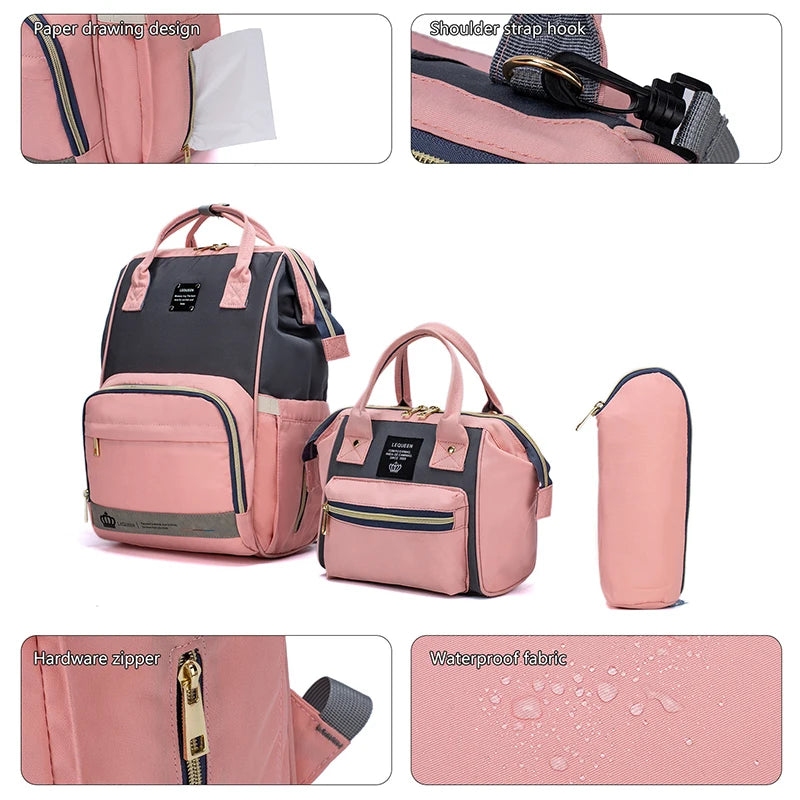 Title: 5PCS Mommy Fashion Diaper Bag Set with Backpack & Accessories