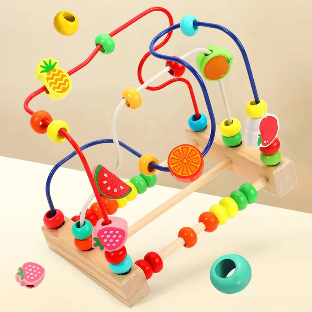 Children's Wooden Cartoon Fruit Beads Counting Puzzle