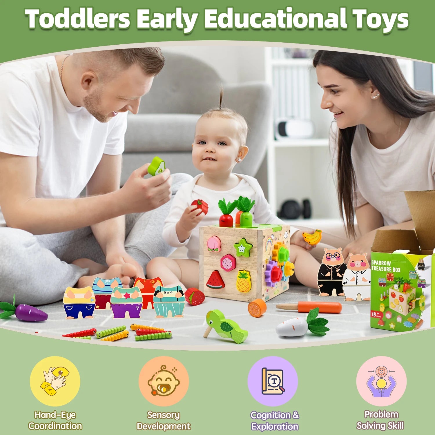 Baby Wooden Activity Cube Center Toys