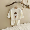 Korean Baby Girl Autumn Set - Embroidered Popsicle Top & Pants
