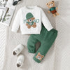 Toddler Cartoon Bear Long Sleeve Tee & Navy Pants Set