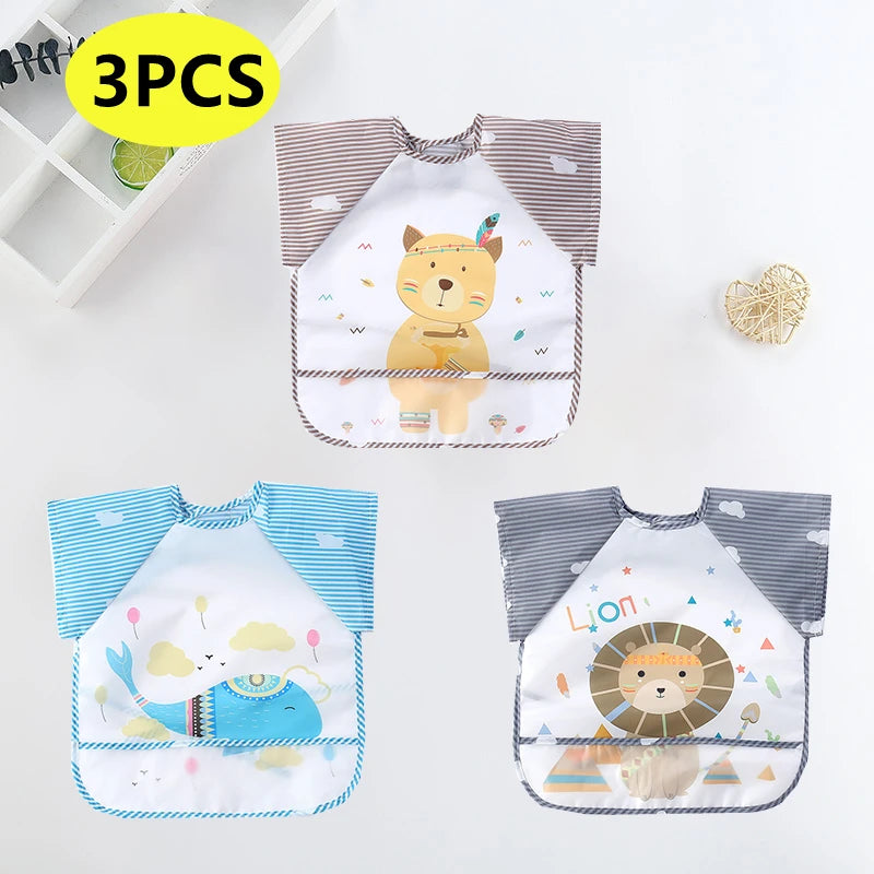 Cute Cartoon Waterproof Baby Bib with Pocket – 0-3Y