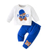 Toddler Cartoon Bear Long Sleeve Tee & Navy Pants Set
