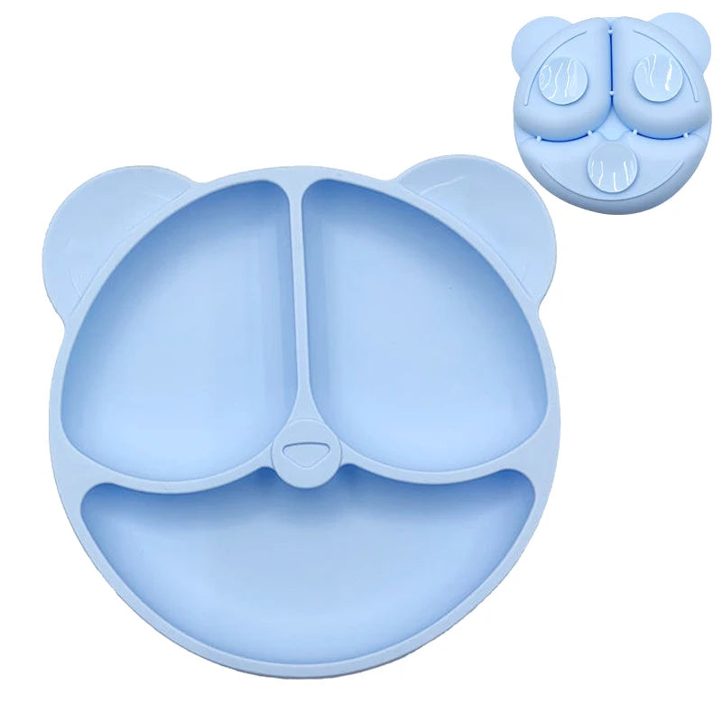 Baby Safe Silicone Dining Plate – Suction Cartoon Smile Face Bowl for Toddlers