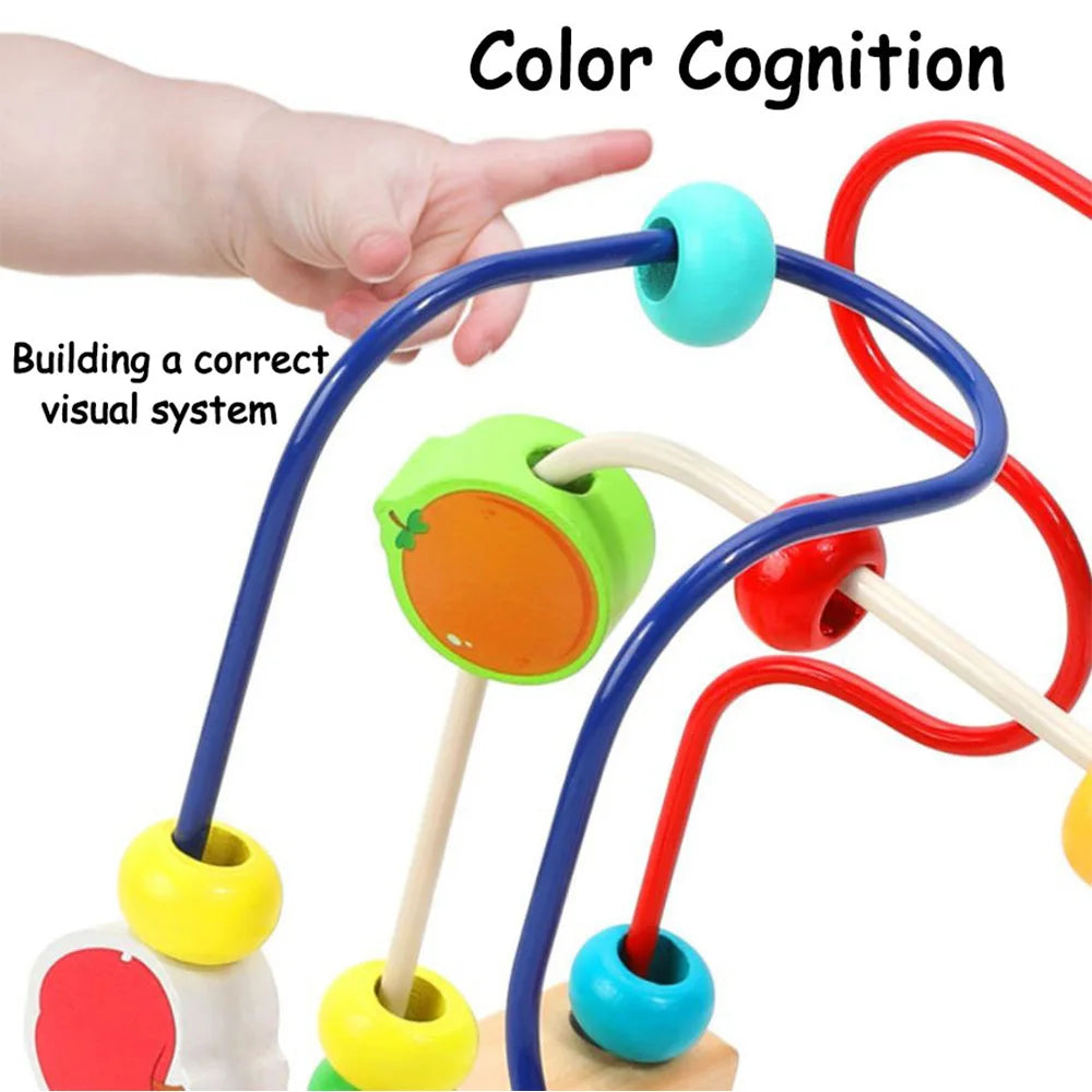 Children's Wooden Cartoon Fruit Beads Counting Puzzle