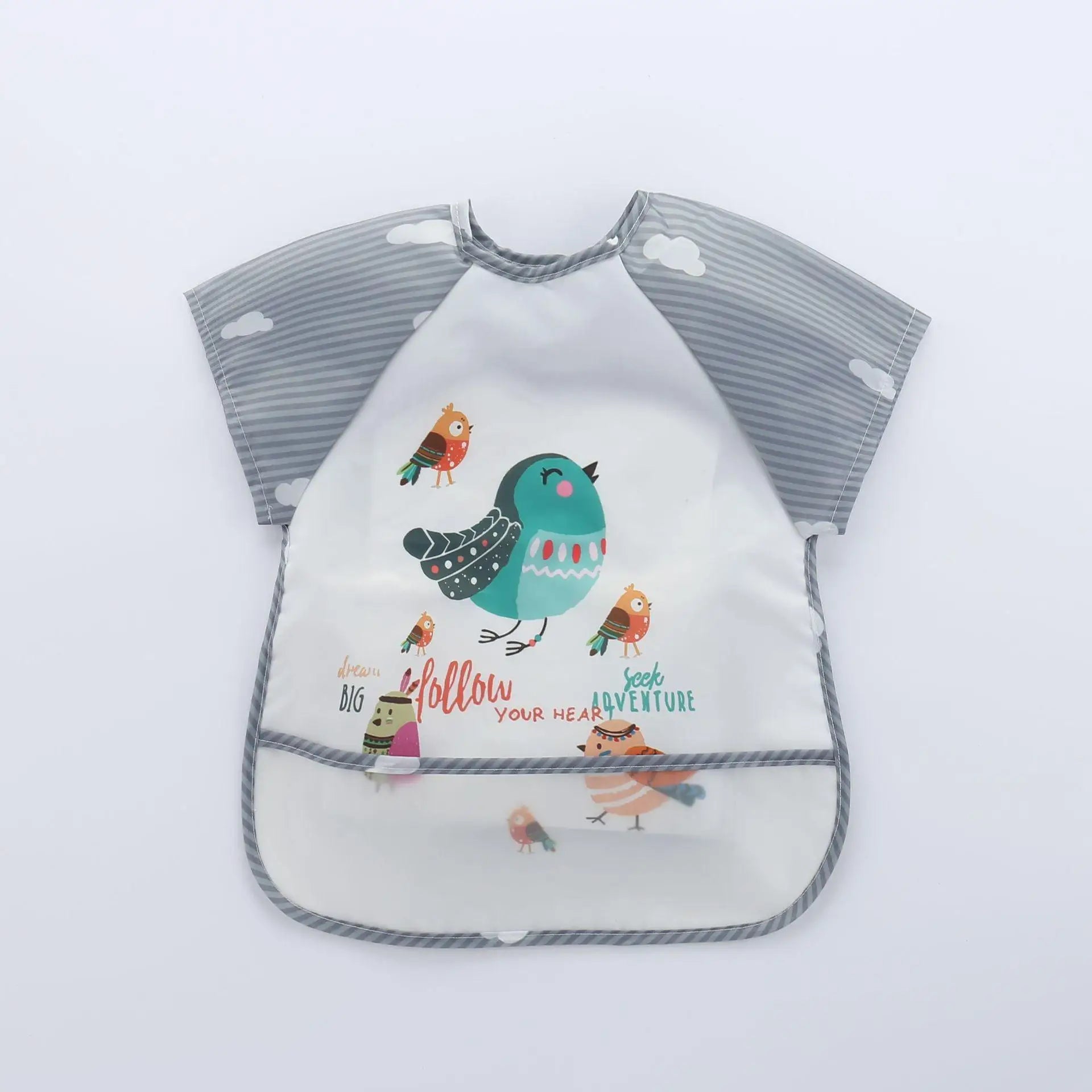 Cute Cartoon Waterproof Baby Bib with Pocket – 0-3Y